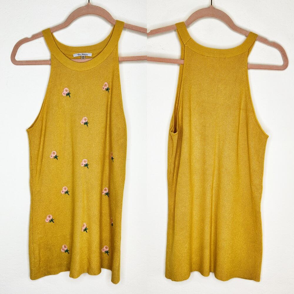 Vila Milano Daisy Floral Embroidered Ribbed Knit Halter Tank Top Bundle Medium - Picture 7 of 16